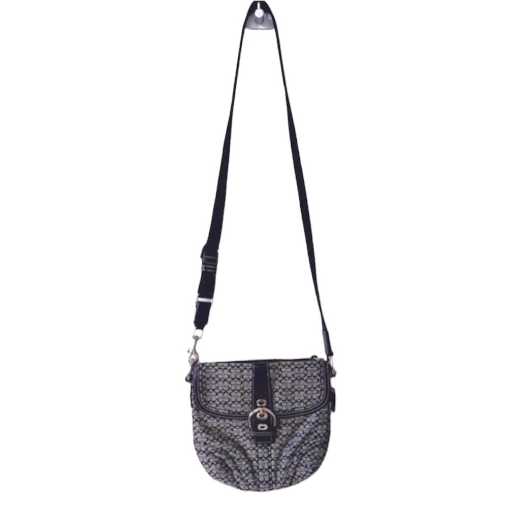 Coach Monogrammed Logo Buckle Small Crossbody Black/White/Silver Hardware - Picture 2 of 15